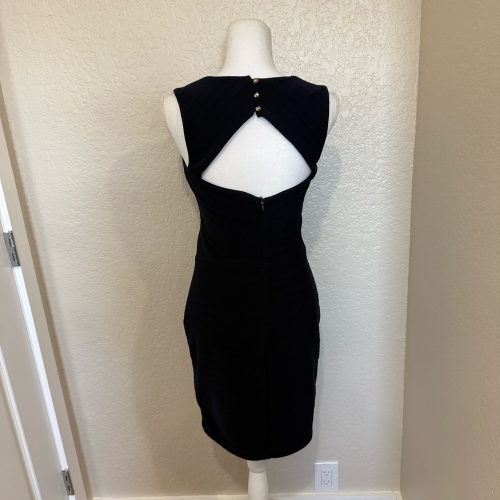GUESS Navy Blue Bodycon Dress Size 6 Modern Cocktail Minimalist Chic 90s Revival - Picture 2 of 11